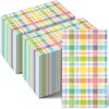 200Pcs Easter Buffalo Plaid Checkered Napkins Decorations,Disposable Spring Pink Blue Yellow Pastel Dinner Hand Paper Napkin for Home Bathroom Wedding Baby Shower Picnic Easter Birthday Party Supplies