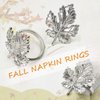 Fall Napkin Rings Leaf Vintage Thanksgiving Holiday Halloween Autumn Napkin Holders Wedding Birthday Banquet Table Accessories Table Accessories (Silver, 12)