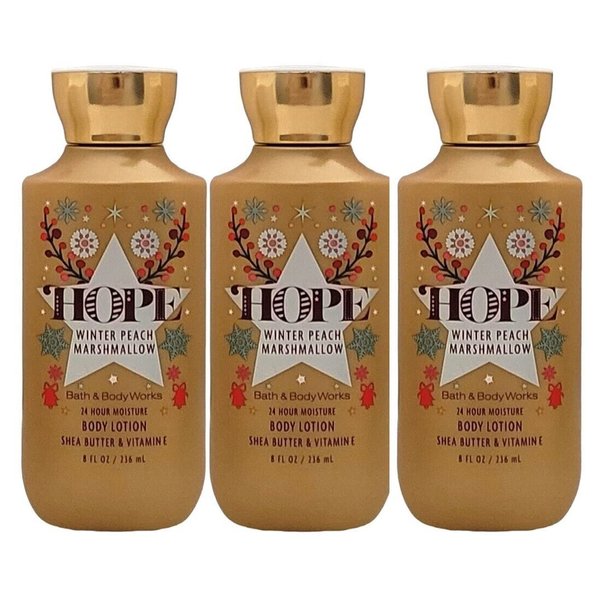 Bath and Body Works Winter Peach Marshmallow Super Smooth Body Lotion Sets Gift For Women 8 Oz -3 Pack (Winter Peach Marshmallow)