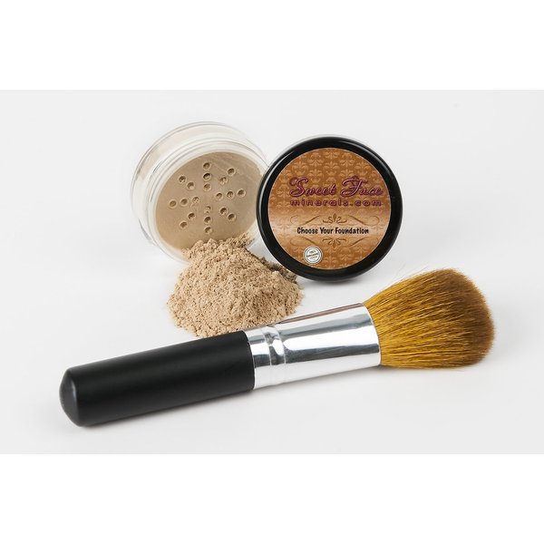FOUNDATION with FLAWLESS FACE BRUSH Mineral Makeup (LIGHT) Matte Natural Loose Powder Bare Skin Cosmetics Full Coverage Long Lasting All Skin Types SPF 18