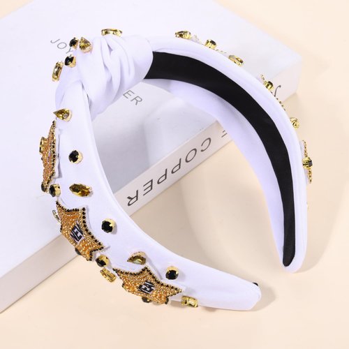 New Year's Eve Headbands for Women Beaded Happy New Year Headbands Jeweled NYE Star Headbands Gold Rhinestone Crystal Knotted Headband New Years Eve Accessories Party Favors Gifts (HAPPY NEW YEAR)