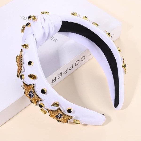 New Year's Eve Headbands for Women Beaded Happy New Year Headbands Jeweled NYE Star Headbands Gold Rhinestone Crystal Knotted Headband New Years Eve Accessories Party Favors Gifts (HAPPY NEW YEAR)