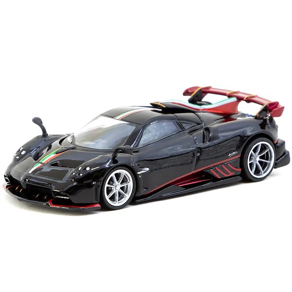 Imola Nero Oro Black Metallic with Italian Flag Stripes Global64 Series 1/64 Diecast Model by Tarmac Works T64G-TL046-BK