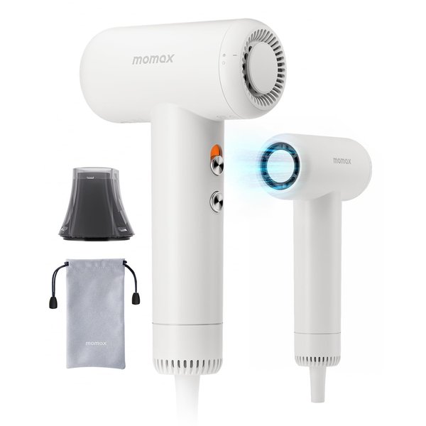 MOMAX High-Speed Hair Dryer – Mini Blow Dryer with 110,000 RPM Brushless Motor, Negative Ionic for Fast Drying, Low Noise, Portable with Magnetic Nozzle, Lightweight Design for Home and Travel