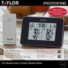 Taylor Wireless Digital Indoor Outdoor Weather Station, Battery Powered, Alarm, 5 x 1.86 x 3.3 inches, Black