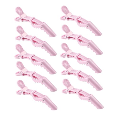 10pcs/set Multicolor Croc Clips Transparent Plastic Hairdresser Clips Hair Styling Sectioning Barrettes Professional Non Slip Alligator Clips Salon DIY Accessories Hairpins (10pcs-Light Pink)