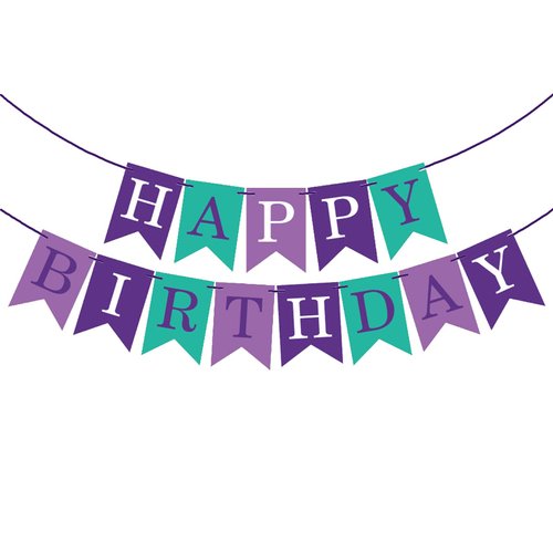 GLASNES Purple Happy Birthday Banner Mermaid Birthday Party Decorations for Baby Shower Party Supplies Kids Girl Woman Birthday Tea Party Decorations