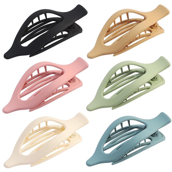 CHANDAT Flat Hair Clips 6 pcs Lay Down Claw Clips French Concord Hair Clips for Thick Hair Alligator Hair Clips for Thin Hair Duck Bill Hair Barrettes Hair Accessories for Women - Light