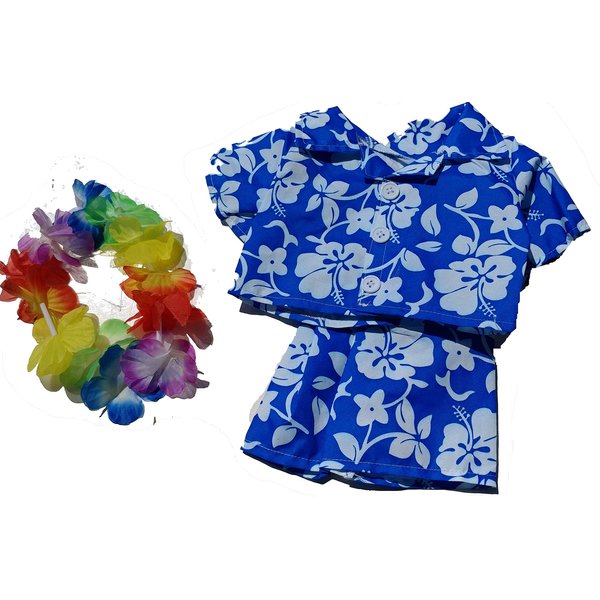 Hawaiian Boy w/Flower Lei Teddy Bear Clothes Fits Most 14"-18" Build-a-Bear and Make Your Own Stuffed Animals