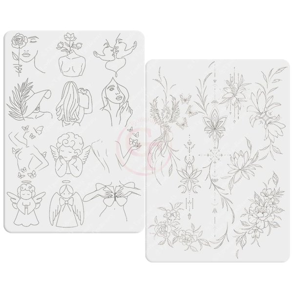1pc Double Side Printing Tiny Tattoo Practice Skin White Silicone Soft Mini Tattoo Practice Pad for Tatoo Artist Beginners (Type C-White Skin-1pc)