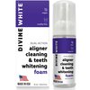 Divine White Dual-Action Stain Removal Aligner/retainer Cleaner and Teeth Whitening Foam- Hydrogen Peroxide-Good for Invisalign, ClearCorrect, SmileDirectClub, Candid -Oral Care-Toothpaste Replacement