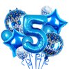 Chaungfu Balloons, 11 pcs Foil Balloons 5 Year Old for 5st Birthday Party Supplies Decoration, Confetti Balloon Kids Years (5th, Blue)