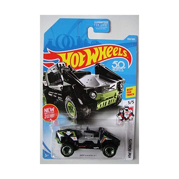 Hot Wheels Robots 5/5, Black/Green BOT Wheels 333/365 50TH Anniversary Card