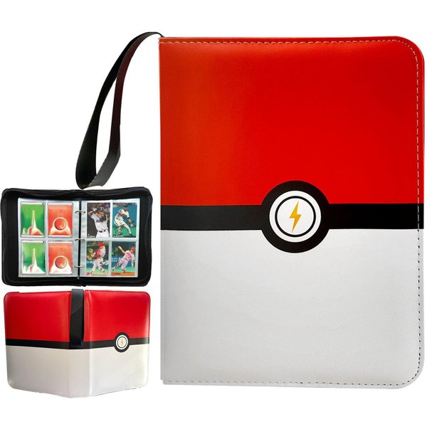 CTPOKO Card Binder for Trading Cards, Card Holder 4 Pocket 50 Removable Sleeves 400 Cards Zipper Binder, Portable Cards Binders Collector Album Book, Toys Gifts for Kids Boys Girls(Lightning)