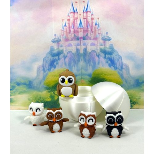 5pcs 3D Printed Articulated Mini Owls with Egg, Fidget Mini Owl Figure Toy, Executive Desk Toy, Home Decor, Party Decorations MO001-5X