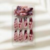 Long Press on Nails Halloween Coffin Fake Nails Full Cover Acrylic False Nails with Horror Blood Designs Glossy Red Stick on Nails Halloween Artificial Nails Glue on Nails for Women Girls Nail Decor