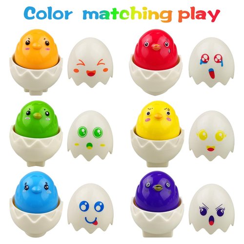 Pinkiwine Easter Hide & Squeak Eggs Montessori Sorting & Matching Learning Toys for Toddlers Kids Boys Girls Easter Basket Stuffers Gifts Party Favors