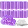 Hair Curlers Rollers, 12Pcs Big Hair Rollers Self Grip Holding Curlers with 12Pcs Stainless Steel Duckbill Clips for Long Medium Thick Hair Volume (Purple)