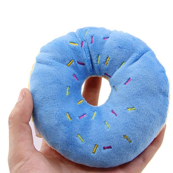 1Pc Blue Donut Shape Plush Blue Pet Toy,Lovely Donut Shaped Squeaky Squeaking Sound Toy for Pet Chew Toy Squeaky Plush Dog Toy Blueberry Squeaky Plush Dog Toy Chew Guard Technology, Squeak Toys