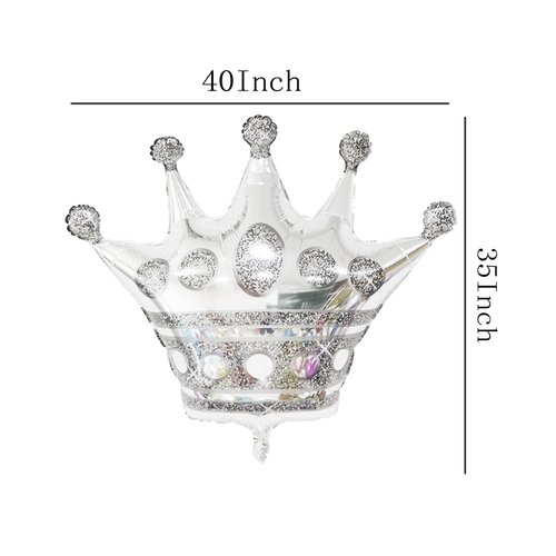 2Pcs Silver Crown Foil Balloons Party Decorations.For Birthday Party Anniversary Supplies