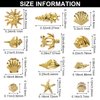 Pndeyo Ocean Nail Charms Nail Art Stickers 2 Disc, Beach Starfish Sea Seashell Nail Charms Decals, Gold Metal 3D Nail Gems Decals for Manicure DIY Nail Embellishments 12 Style