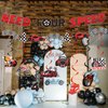 Luvsweets Need Four Speed Birthday Decorations, 10 Pcs 4th Birthday Decorations, Race Car Checkered Flag Banner Garland for 4 Year Old Boy, Racing Celling Decor Party Supplies