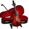 Dselvgvu Wooden Miniature Cello with Stand,Bow and Case Mini Musical Instrument Miniature Dollhouse Model Home Decoration (5.51"x1.97"x0.63")