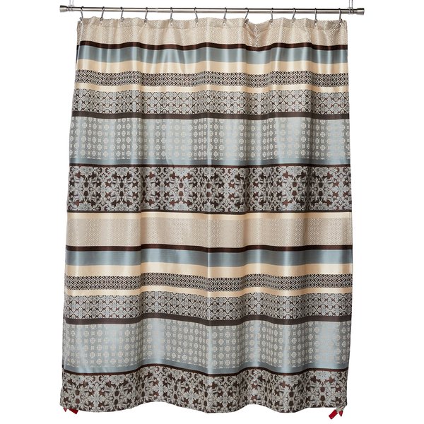 Madison Park Princeton Geometric Jacquard Fabric Shower Curtain, Transitional Shower Curtains for Bathroom, 72 X 72, Blue