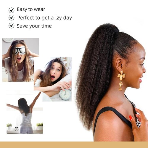 MARYLING Claw Clip Ponytail Extension Heat Resistant Highlight Yaki Ponytail For Women Synthetic Yaki Clip In Ponytail Hair Extensions Wear And Go Ponytail For Daily Use