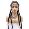 variouswig Black 4 Twist Lace Front Braid Wig Nature Looking Lace Front Wigs Afro American Synthetic Braided Wig with Baby Hair for Fashion Black Women Real Lace Wig 30 Inch