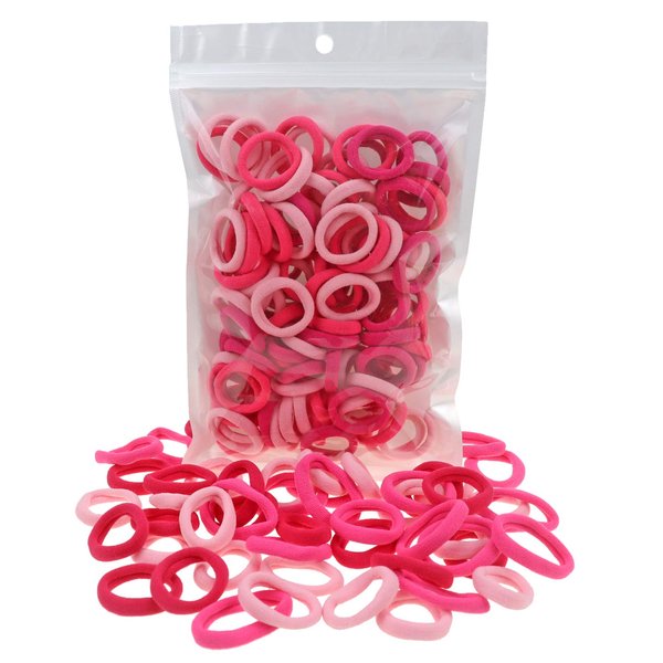100 Pack Pink Color Nylon Elastics Hair Bands for Baby Girls' Small Hair Ropes
