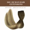 GOO GOO Wire Hair Extensions Human Hair, 3/8/613 Walnut Brown with Ash Brown and Bleach Blonde Balayage 18inch 95g, Invisible Wire Hair Extensions with Transparent, Seamless Fish Line Hairpiece