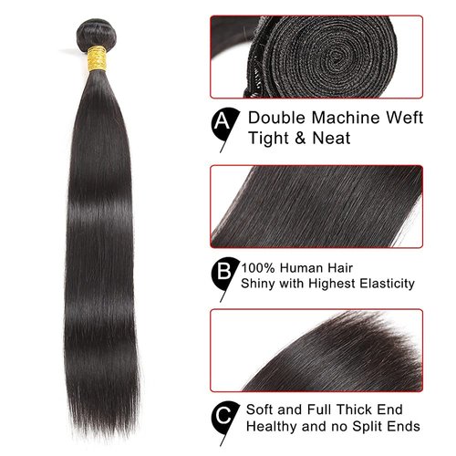 One Bundle Straight Hair 9A Brazilian Hair 18 inch Brazilian Virgin Hair Straight Unprocessed Brazilian Hair Weave Human Hair Extensions