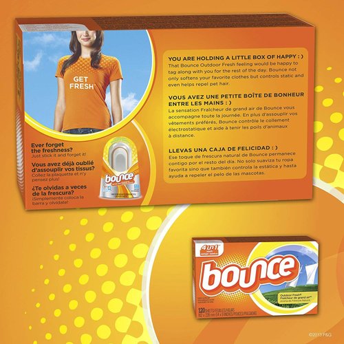 Bounce Fabric Softener Sheets, Outdoor Fresh Scent, 80 Sheets (Pack of 2)