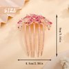 Aimimier Flower Crystal French Hair Comb Luxury Rhinestone Gem Side Combs Long Teeth Hair Pins Decorative Hair Accessories for Women Girls(Rose red)