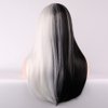 BERON Black White Two Tone Wig Long Curly Wig Women Girls Charming Full Wig Long Wavy Wig Black White Split Wig for Cosplay Party Wig Cap Included (Black White Two)
