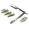 Classic Samurai CS-102 Stainless Steel Professional Barber Straight Edge Razor with 15 Astra Double Edge Razor Blades (Silver + 15 Astra Blades)