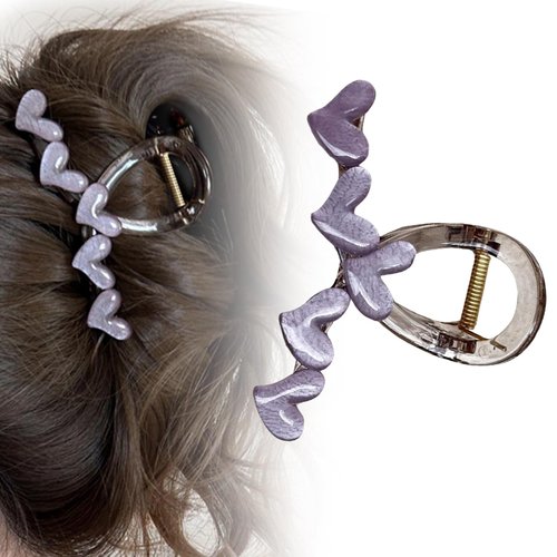 Hair Claw Clips for Women Purple Hair Clips Heart Shaped Hair Clip for Girls Elegant Claws Medium Size Acrylic Hairpin Glitter Hair Barrettes Non-slip Hair Clamp Hair Accessories for Hair Styling 1Pcs