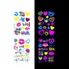 Neon Night Light Tattoo Sticker Glow in The Dark Music Party Waterproof Temporary Nightglow Stickers Music Guitar Bar Glitter Disco Fantastic Fluorescence Tattoos for Women Man Party Decoration