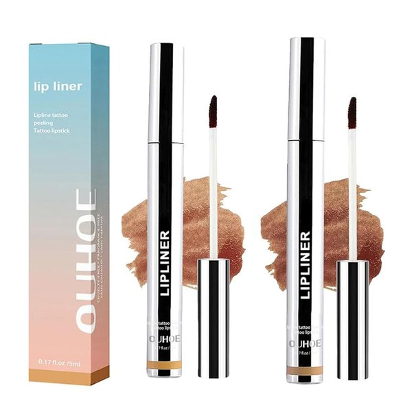 ONMYLOVIN 2PCS Peel Off Lip Liner, Peel Off Lip Stain Tattoo, Long Wear Tattoo Matte Lip tint Stain,Waterproof, Transfer-proof