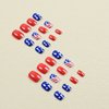 Short Fake Nails 4th of July Press on Nails Independence Day False Nails with American Flag Design Red White Blue Acrylic Nails Full Cover Glossy Stick on Nails Star Line Glue on Nails for Women Girls