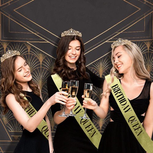 Birthday Crown for Girls Gold Tiara Sash Gifts for Womens Birthday Rhinestone Crystal Headband Princess Queen Crown Happy Birthday Decorations Birthday Gift Ideas Birthday Accessories Gifts for Women