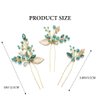 Latious Emerald Bride Wedding Leaf Hair Pins Gold Green Crystal Bridal Hair Pieces Rhinestones Prom Hair Accessories for Women and Girls (Pack of 3) (Gold)