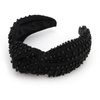 Jaciya Pearl Headband for Girls Wide Knotted Headband for Women Beaded Black Headband Knot Turban Hair Accessories