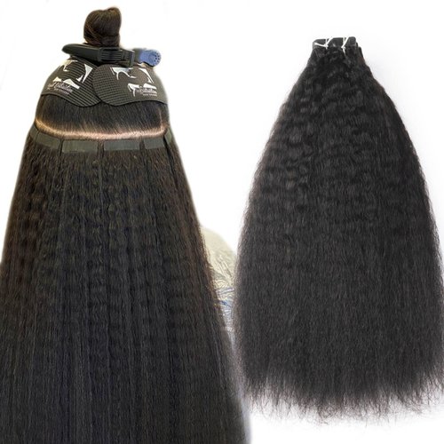 Kinky Straight Tape In Extensions Human Hair for Black Women Niawigs Tape In Hair Extensions 100% Human Hair 40pcs Kinky Straight Tape Ins 100G Natural Black 16 Inches