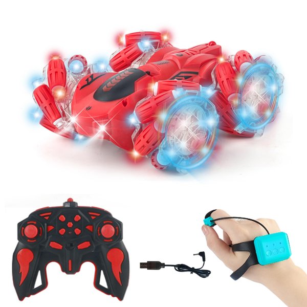 Zokugar Gesture Sensing RC Stunt Car,360° Spins Double Sided Hand Controlled RC Car Glove Controlled Twist Remote Control Car with Lights Music Birthday Gifts Toys for Boys Age 6 7 8 9 10 11 12