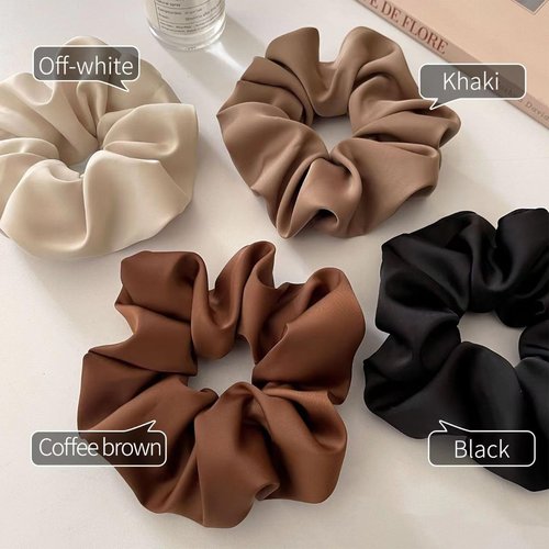 Stain Scrunchies for Women Thick Hair Thin Hair Curly Hair-Softer Than Silk Scrunchies for Hair/Stain Scrunchies for Girls/Hair Ties for Women/Hair Bands/Ponytail Holder/4 Pack (Color A - Small)