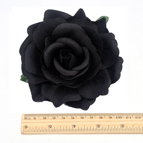 VEICOSTT Women Rose Flower Hair Clip Hair Accessories Flower Brooch Pin ZFJ11 (Black)
