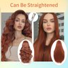 FAVE 28 Inches Lace Front Wig Heat Resistant Synthetic Lace Front Wig Long Wavy Free Part Auburn Wig Glueless Lace Front Wigs for Women Lace Wig for Party Daily Use (Auburn)