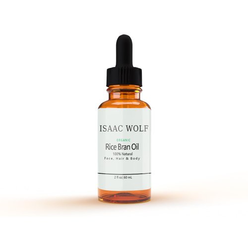 ISAAC WOLF Organic Rice Bran Oil for Face, Hair & Body 100% Pure Cold Pressed Unrefined Raw Anti-aging Antioxidants (2 FL Oz)